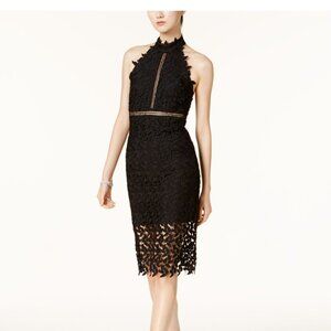 Bardot Lace Dress X Small Black Midi Formal Halter